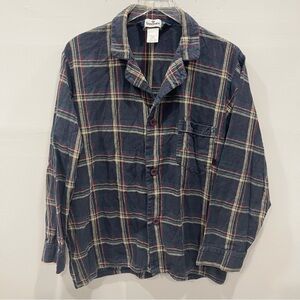 Jockey Classic Flannel Plaid Button Up Shirt Cotton Large
